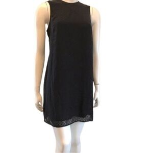 DR2 size medium women’s sleeveless dress. Black. Polkadot sheer overlay. Eeuc